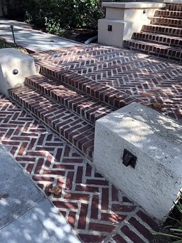 After: Finished herringbone brick steps