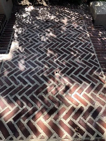 Herringbone brick walkway